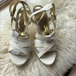 Women’s Ivory Glitter Strappy High Heel Sandals